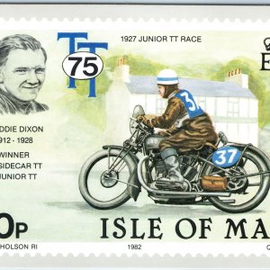 1982 75th Isle of Man Motorcycle Races 1927 Winner Freddie Dixon Postcard A255