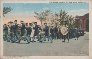 Postcard Military US Naval Training Station Great Lakes IL Sailors