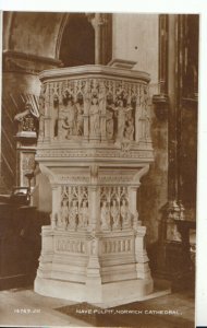Norfolk Postcard - Nave Pulpit -  Norwich Cathedral - Real Photo - Ref 19285A