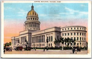 Havana Cuba, 1939 Capitol Building, Carriage Horses, Road, Street, Postcard