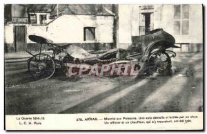 Arras - Walking Fish - A car demolished by a shell Old Postcard