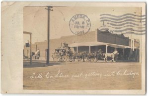 Antique RPPC Lake County Stagecoach CALISTOGA, CA Napa County 1907 Postcard