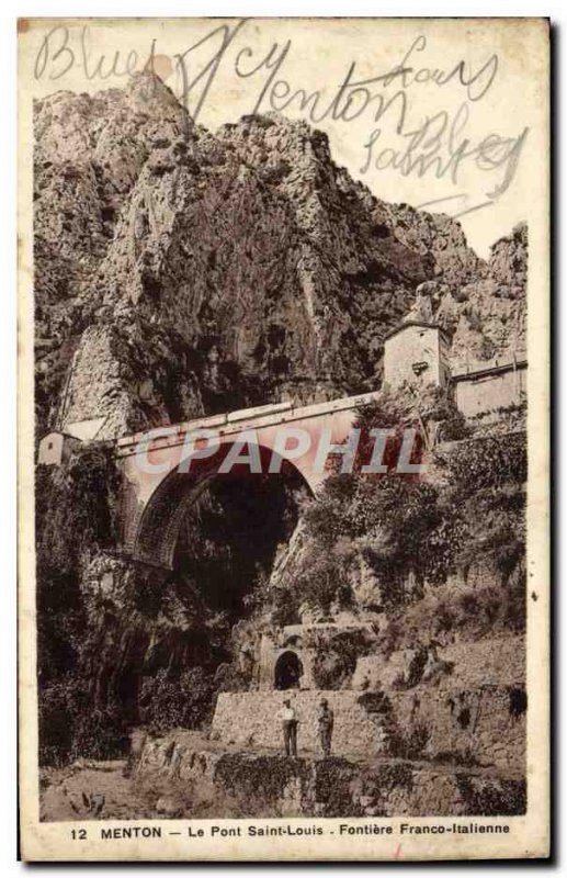 Old Postcard The Pont Saint-Louis Menton Border Italian Franco