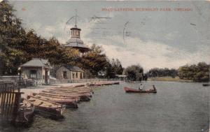 CHICAGO ILLINOIS~BOAT LANDING HUMBOLDT PARK~WOOD BOATS POSTCARD 1910