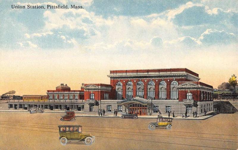 Pittsfield Massachusetts Union Station Birdseye View Antique Postcard K34965