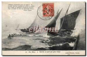 Old Postcard Rentree In Sea Port Boat Fishing For Big Time