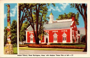 Massachusetts Great Barrington Mason Library With Alaskan Totem Pole At Left ...