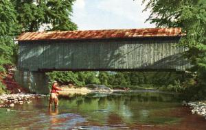VT - Covered Bridge, Fisherman