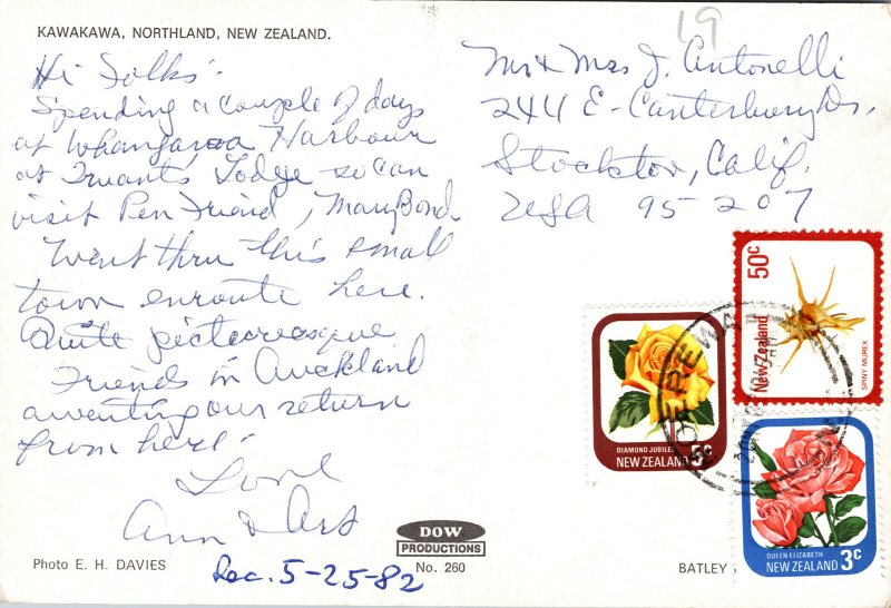 New Zealand Kawakawa Northland Postcard used with stamps 1982