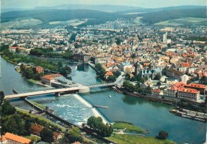 Aerial view Postcard Germany Hameln Weser river