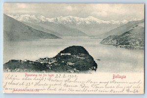 Bellagio Lombardy Italy Postcard Panorama Of The Three Lakes 1902 Antique