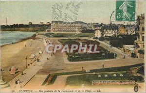 Old Postcard Biarritz General view of the Promenade and Beach