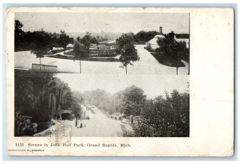 1908 Scenes In John Bull Park Grand Rapids Michigan MI Posted Trees Postcard