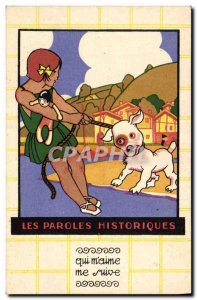Old Postcard Fun Children Doll Dog