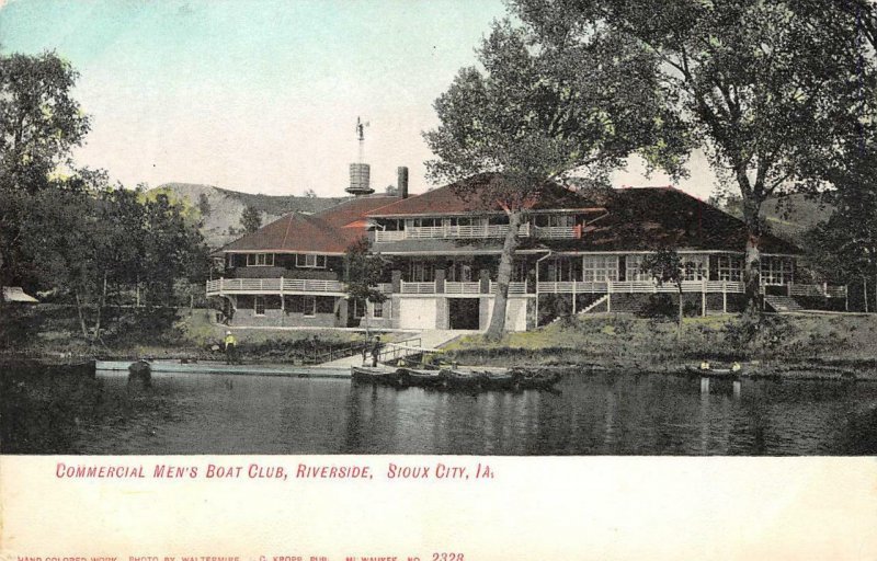 Commercial Men's Boat Club, Riverside, Sioux City, Iowa ca 1907 Vintage Postcard