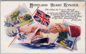 Homeland Heart Echoes Patriotic British Union Jack Ocean Liner Ship Postcard H84