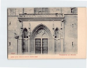 Postcard Main Portal of Basel Minster Basel Switzerland