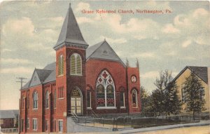 J64/ Northampton Pennsylvania Postcard c1910 Grace Reformed Church 379