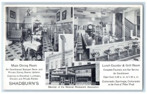 Colorado Springs Colorado CO Postcard Shadburn Lunch Counter & Grill Room c1910