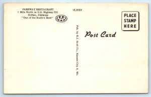 DOTHAN, Alabama AL ~ Roadside PARKWAY RESTAURANT c1940s Linen Postcard