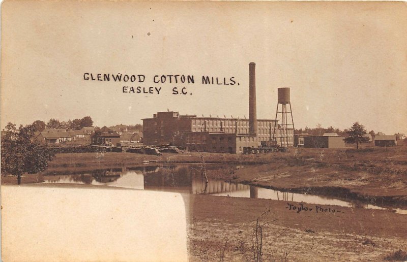 Easley South Carolina c1906 RPPC Real Photo Postcard Glenwood Cotton Mills