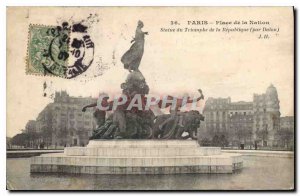 Old Postcard Paris Place de la Nation Statue Triumph of the Republic (by Dalon)