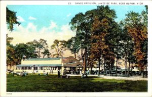 Port Huron, MI Michigan  DANCE PAVILION~LAKESIDE PARK SCENE  ca1920's Postcard