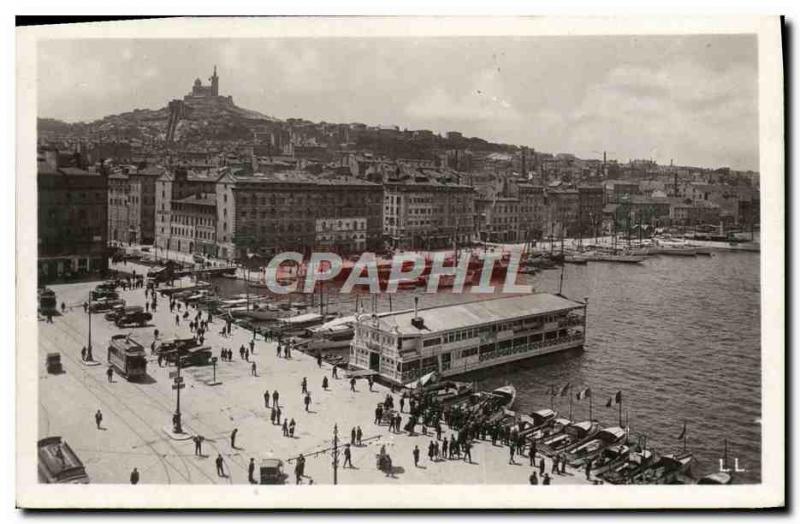 Old Postcard Marseille Quai des Belges and ND Guard