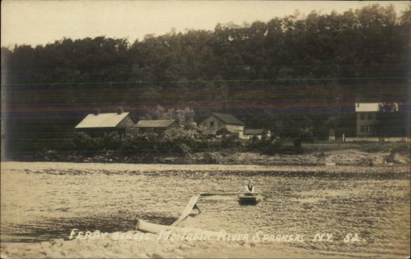 Sprakers NY Ferry Mohawk River c1915 Real Photo Postcard