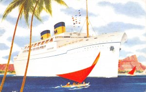 SS Matsonia Ocean Liner Ship Honolulu Hawaii 1962 postcard