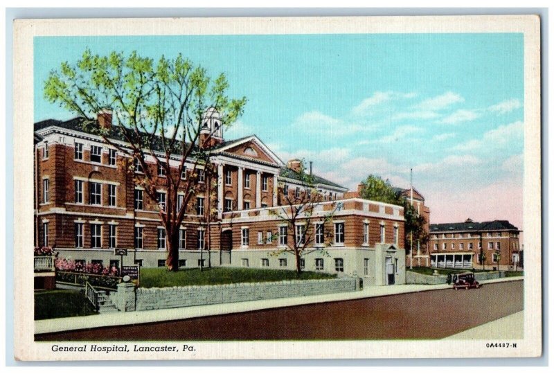 c1940 General Hospital Building Lancaster Pennsylvania Antique Vintage Postcard 