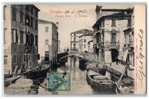 1903 Boat from Canale Vena - S. Andrea Chioggia Italy Antique Posted Postcard