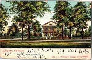 Algonac Residence in MI Undivided Back c1907 Vintage Postcard O33