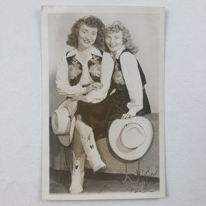 Olive Thelma Glick Sisters Country Western Music RPPC 1940s Photo Postcard G5