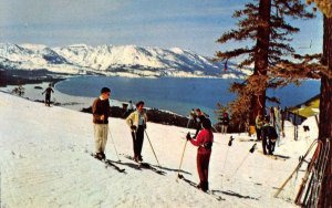 HEAVENLY VALLEY Skiers Skiing LAKE TAHOE Ski Resort c1950s Vintage Postcard 