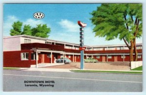 LARAMIE, Wyoming WY ~ Roadside DOWNTOWN MOTEL Lincoln Highway c1940s   Postcard