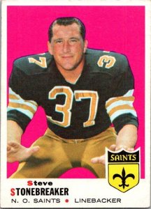 1969 Topps Football Card New Orleans Saints Steve Stonebreaker Linebacker sk5573