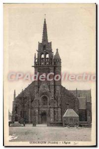 Postcard Old Guerlesquin Finistere the church