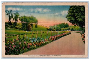 c1910's Greetings From Newburyport Massachusetts MA, Road Flowers Postcard