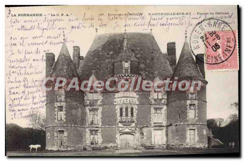 Old Postcard Rouen Martinville Sur Ry Facade Of Castle