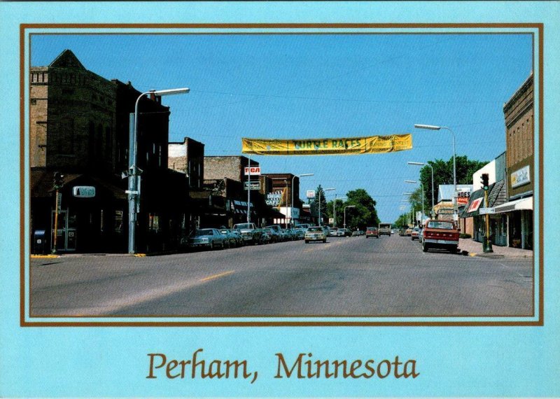 Perham, MN Minnesota STREET SCENE Stores & Turtle Races Banner 4X6