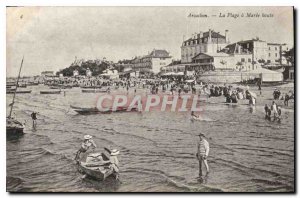 Old Postcard Arcachon La Plage Maree baute