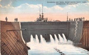 Flooding Dry Dock, Puget Sound Navy Yard, Bremerton, Washington Military Batt...