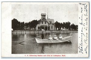 1906 US Lifesaving Station And Crew At Ludington Michigan MI Antique Postcard