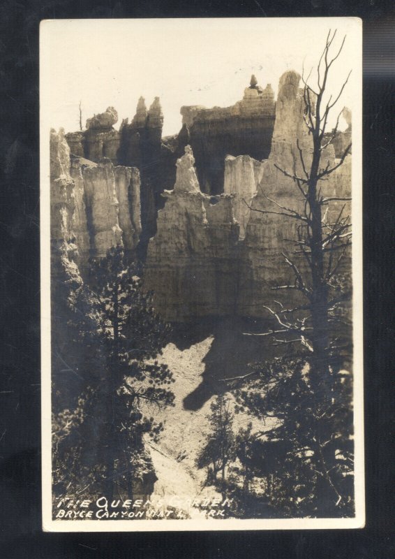 RPPC BRYCE CANYON PARK UTAH THE QUEEN'S GARDEN VINTAGE REAL PHOTO POSTCARD