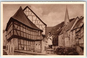 c1930s Monreal, Germany Eifel Half-Timbered Medieval Houses Church Spire A357