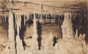 GREAT ONYX CAVE KENTUCKY~ACROSS COLONNADE~1912 L P EDWARDS REAL PHOTO POSTCARD