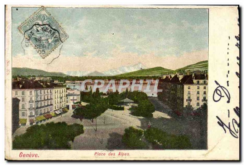 Old Postcard Geneve Place Des Alpes in Geneva Rare Stamp Culoz