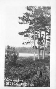 Otsego Lake Michigan~Kennedy's View~Pine Trees on Shoreling~c1910 RPPC