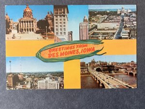 Greetings From Des Moines IA Chrome Postcard H1266083744